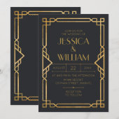 Invitación Art Deco Wedding Invitation 2 招待状 (正面/裏面)