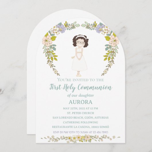 Invitación AURORA Primera Comunión 招待状 (正面/裏面)