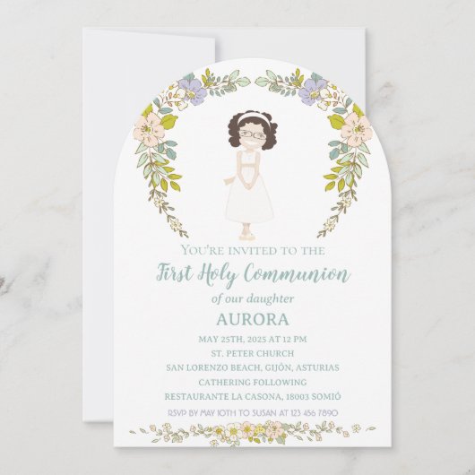 Invitación AURORA Primera Comunión 招待状 (正面)
