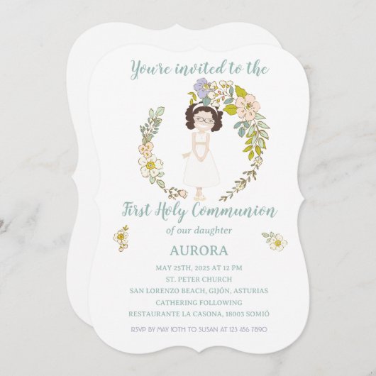 Invitación AURORA Primera Comunión 招待状 (正面/裏面)