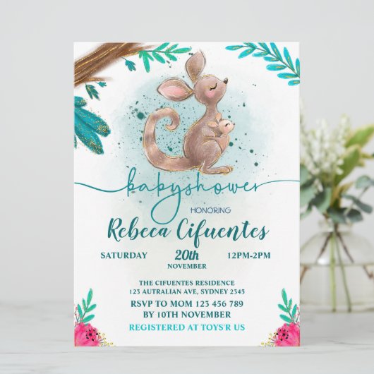 Invitación Baby Shower Canguro 招待状 (スタンド正面)