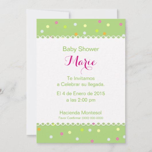 Invitación Baby Shower - Fondo Verde 招待状 (正面)