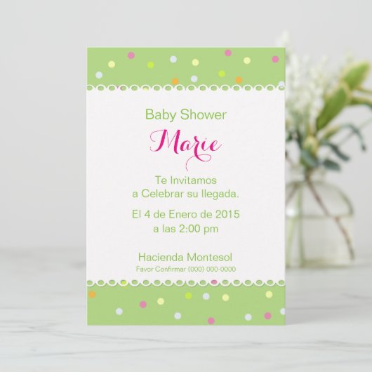 Invitación Baby Shower - Fondo Verde 招待状 (スタンド正面)