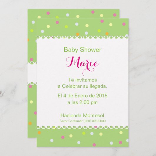 Invitación Baby Shower - Fondo Verde 招待状 (正面/裏面)