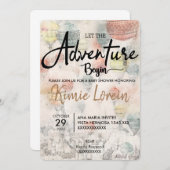 INVITACIÓN BABY SHOWER QUE EMPIECE LA AVENTURA 招待状 (正面/裏面)