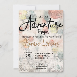INVITACIÓN BABY SHOWER QUE EMPIECE LA AVENTURA 招待状