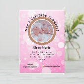 Invitación Baby Shower Rosa de niña セーブザデート (スタンド正面)