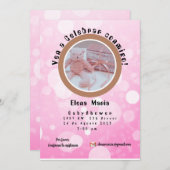 Invitación Baby Shower Rosa de niña セーブザデート (正面/裏面)