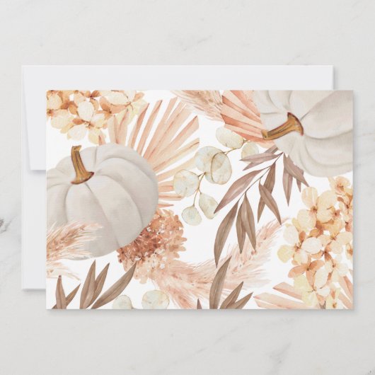 Invitación Baptism Boho white Pumpkin Photo Invita 招待状 (裏面)