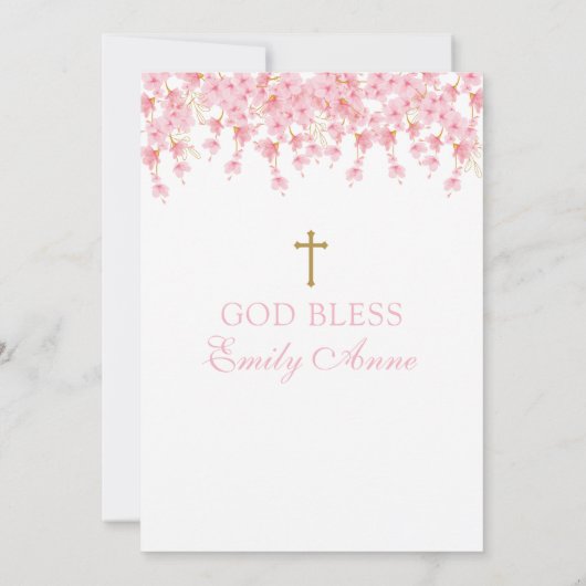 Invitación Baptism Cherry Blossom floral I 招待状 (裏面)