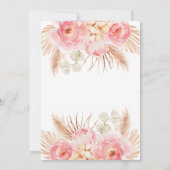 Invitación Baptism Floral pink Boho Pampas Girl In 招待状 (裏面)