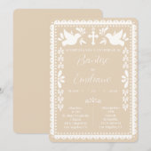 Invitación Bautizo Papel Picado Fiesta Mexicana 招待状 (正面/裏面)