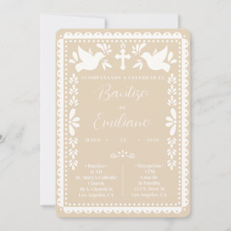 Invitación Bautizo Papel Picado Fiesta Mexicana 招待状