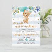 Invitación Beary cute bear balloon boy birthday in 招待状 (スタンド正面)