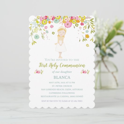 Invitación BLANCA Primera Comunión 招待状 (スタンド正面)