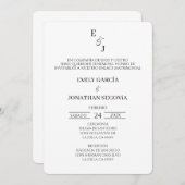 invitación blanco y negro minimalista 招待状 (正面/裏面)