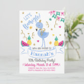 Invitación Blue flamingo, let's flamingle birthday 招待状 (スタンド正面)