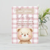 Invitación Blue Gingham Teddy Bear 招待状 (スタンド正面)