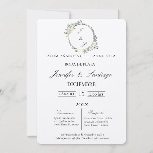 Invitación boda de plata 招待状 (正面)