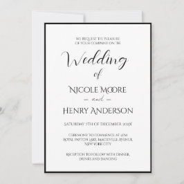 Invitación Boda Minimalista Blanco Y Negro Foto 招待状