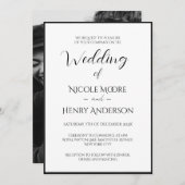 Invitación Boda Minimalista Blanco Y Negro Foto 招待状 (正面/裏面)