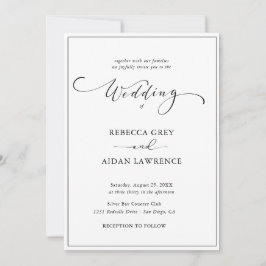 Invitación  Boda simple de fotografías en blanco y 招待状