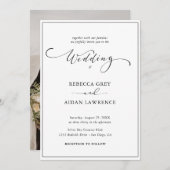 Invitación  Boda simple de fotografías en blanco y 招待状 (正面/裏面)