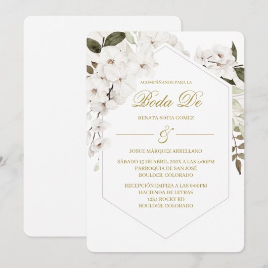 Invitación Boho blanco para boda  招待状 (正面/裏面)