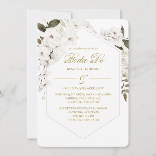 Invitación Boho blanco para boda  招待状 (正面)
