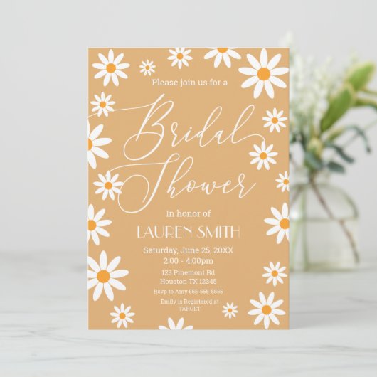 Invitación Boho Daisies Bridal Shower party 招待状 (スタンド正面)