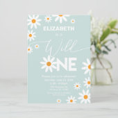 Invitación Boho Daisies Wild One Birthday Party in 招待状 (スタンド正面)