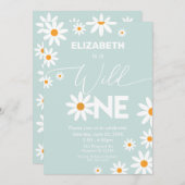 Invitación Boho Daisies Wild One Birthday Party in 招待状 (正面/裏面)