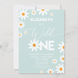 Invitación Boho Daisies Wild One Birthday Party in 招待状