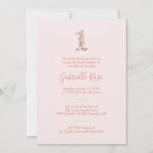 Invitación Boho Floral Number 1 Pink First Birthda 招待状 (裏面)