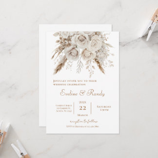Invitación Boho Floral Wedding 招待状