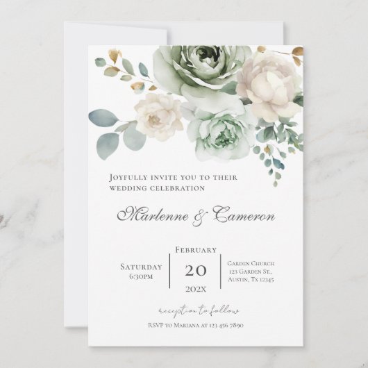 Invitación Boho Floral Wedding 招待状 (正面)