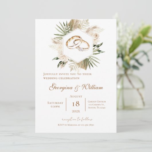 Invitación Boho Floral Wedding 招待状 (スタンド正面)