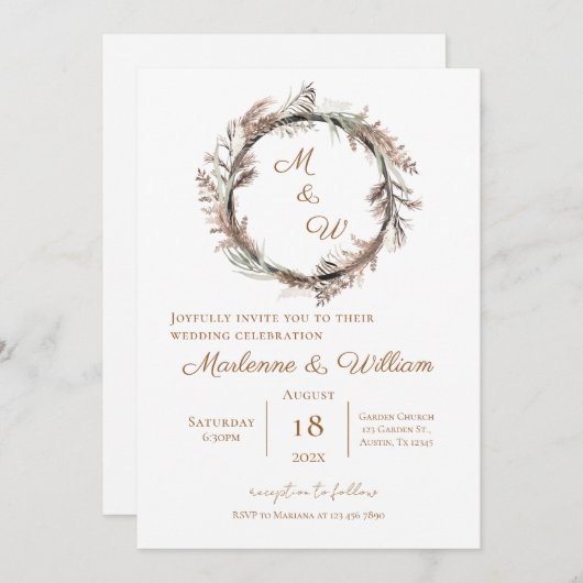 Invitación Boho Floral Wedding 招待状 (正面/裏面)