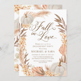 Invitación Boho Pampas Pumpkin White Fall Engageme 招待状