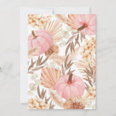 Invitación Boho Pink Pampas Grass Pumpkin Birthday 招待状 (裏面)