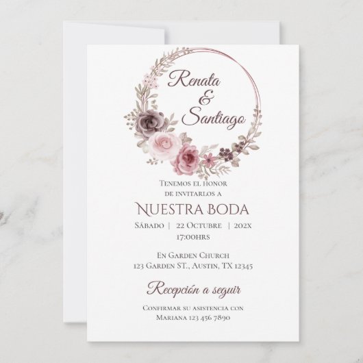 Invitación Boho Spanish Wedding Invitation 招待状 (正面)