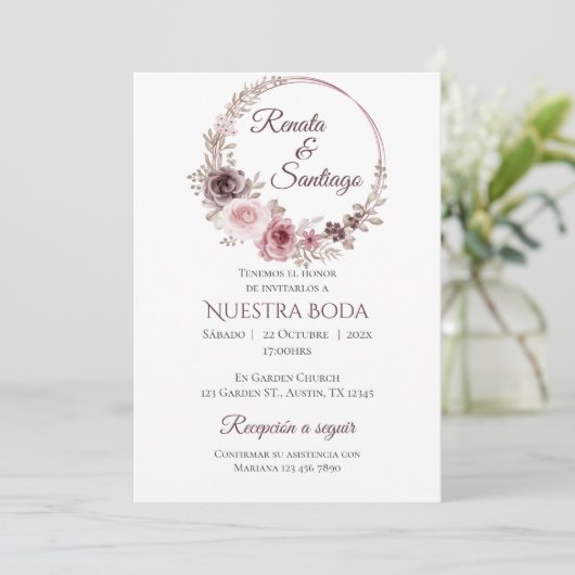 Invitación Boho Spanish Wedding Invitation 招待状 (スタンド正面)