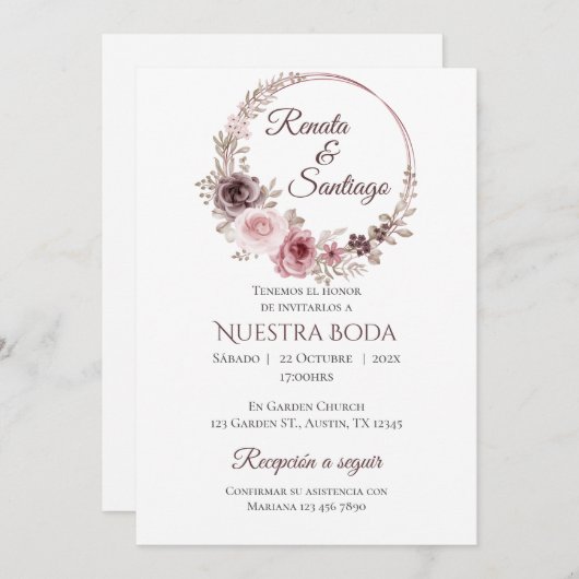 Invitación Boho Spanish Wedding Invitation 招待状 (正面/裏面)