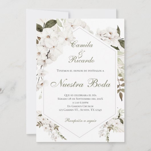 Invitación Boho Spanish Wedding Invitation 招待状 (正面)