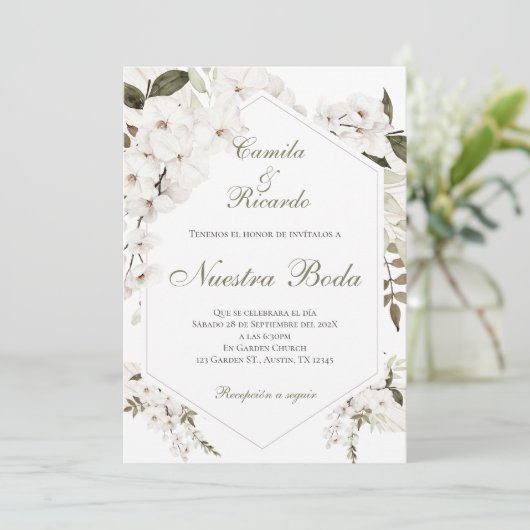 Invitación Boho Spanish Wedding Invitation 招待状 (スタンド正面)
