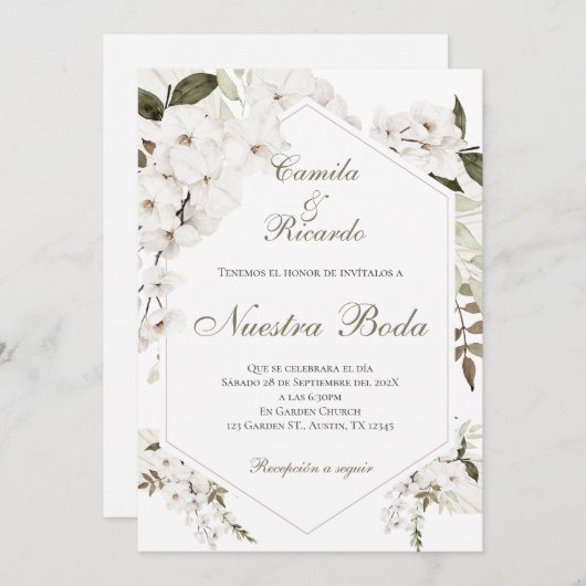 Invitación Boho Spanish Wedding Invitation 招待状 (正面/裏面)