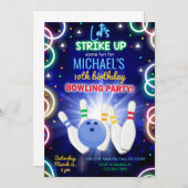 Invitación Bowling, strike up some fun, boy birthd 招待状 (正面/裏面)