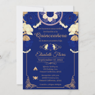 Invitacion Charro Invitation, in blue , and Gold 案内状