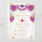 Invitacion Charro Invitation, Lila, Black and Gold 案内状 (正面/裏面)