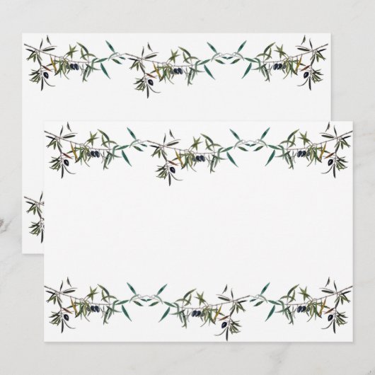 Invitación con acuarela de rama de olivo 招待状 (正面/裏面)